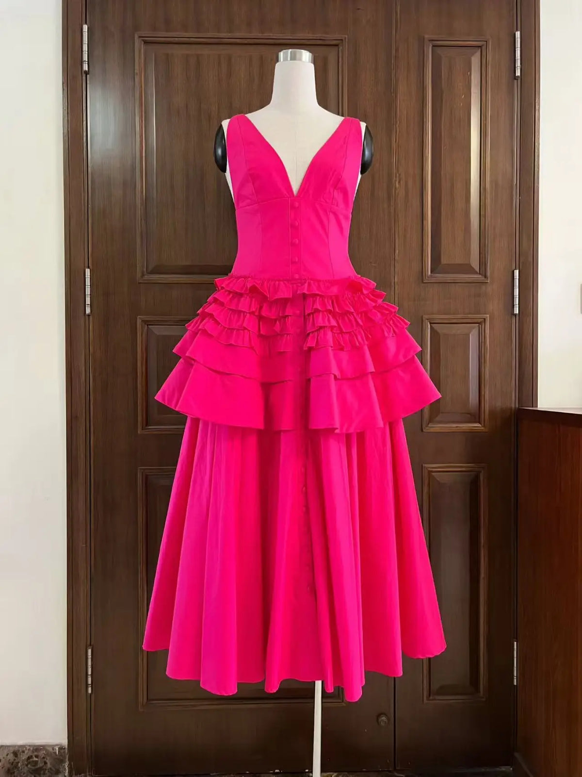 Robe midi Jenae à manches bouffantes