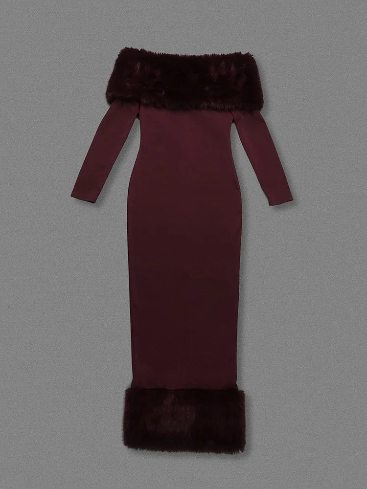 Robe longue en fausse fourrure Lorene