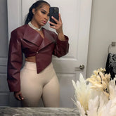 Chic Leather Cropped Jacket
