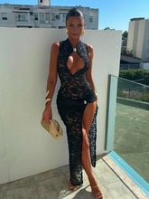 Asymmetrical Metal Knot Slit Dress