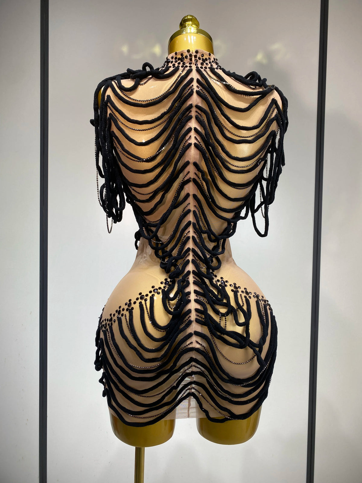 Monika Rinestone Mesh Mini Dress