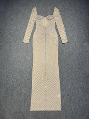 Laila Rhinestone Mesh Maxi Dress