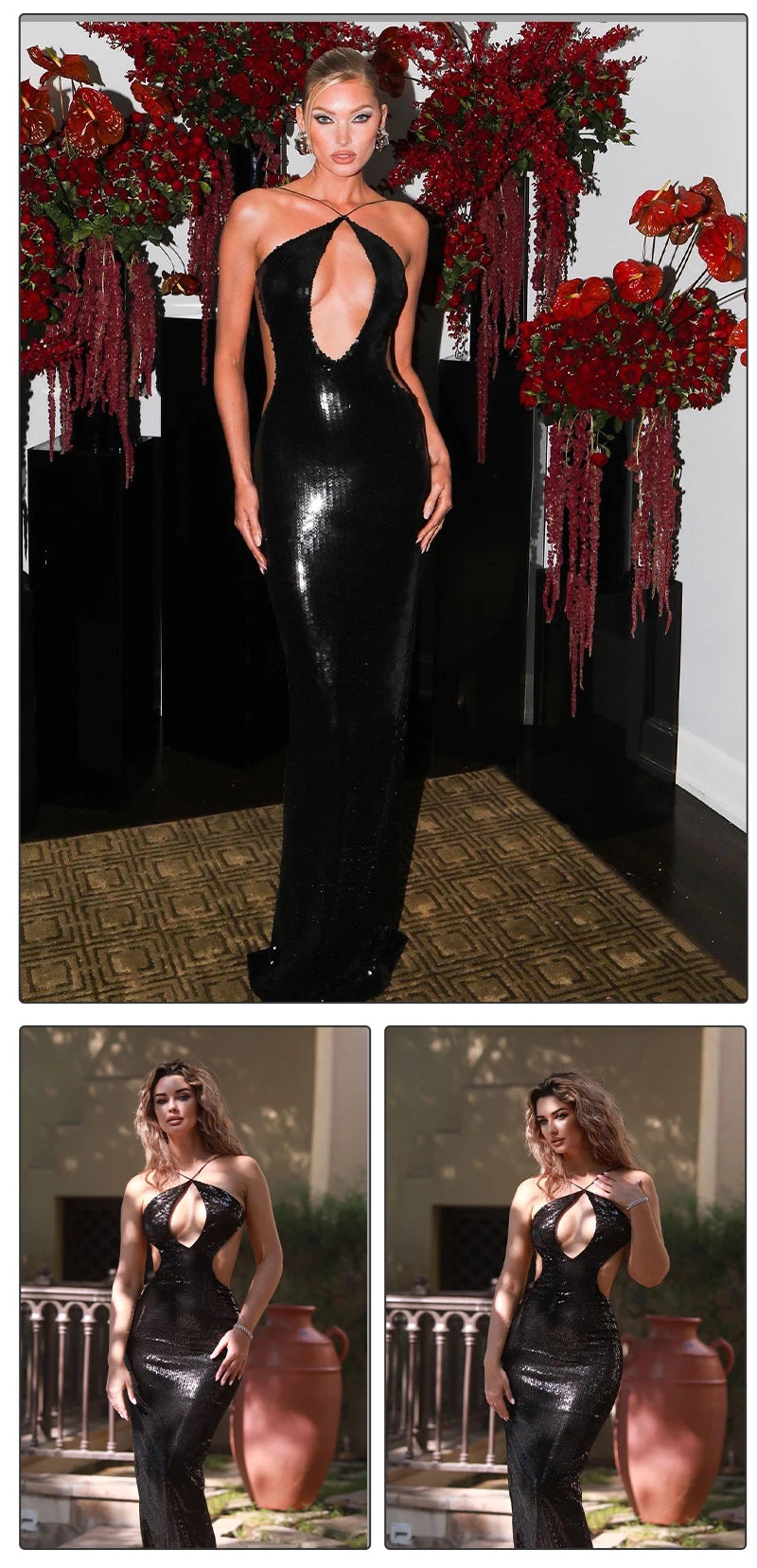 Robe sans dos à sequins Aisha