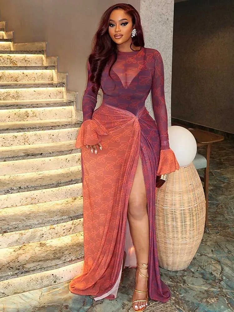 adele maxi dress Mesh – Fashion Closet Clothing M.D. Hood:All Red Dark Purple Solid One Puffed Sleeve Dresses cut slip dress has