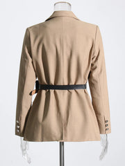 Notched Collar Belt Temperament Blazer