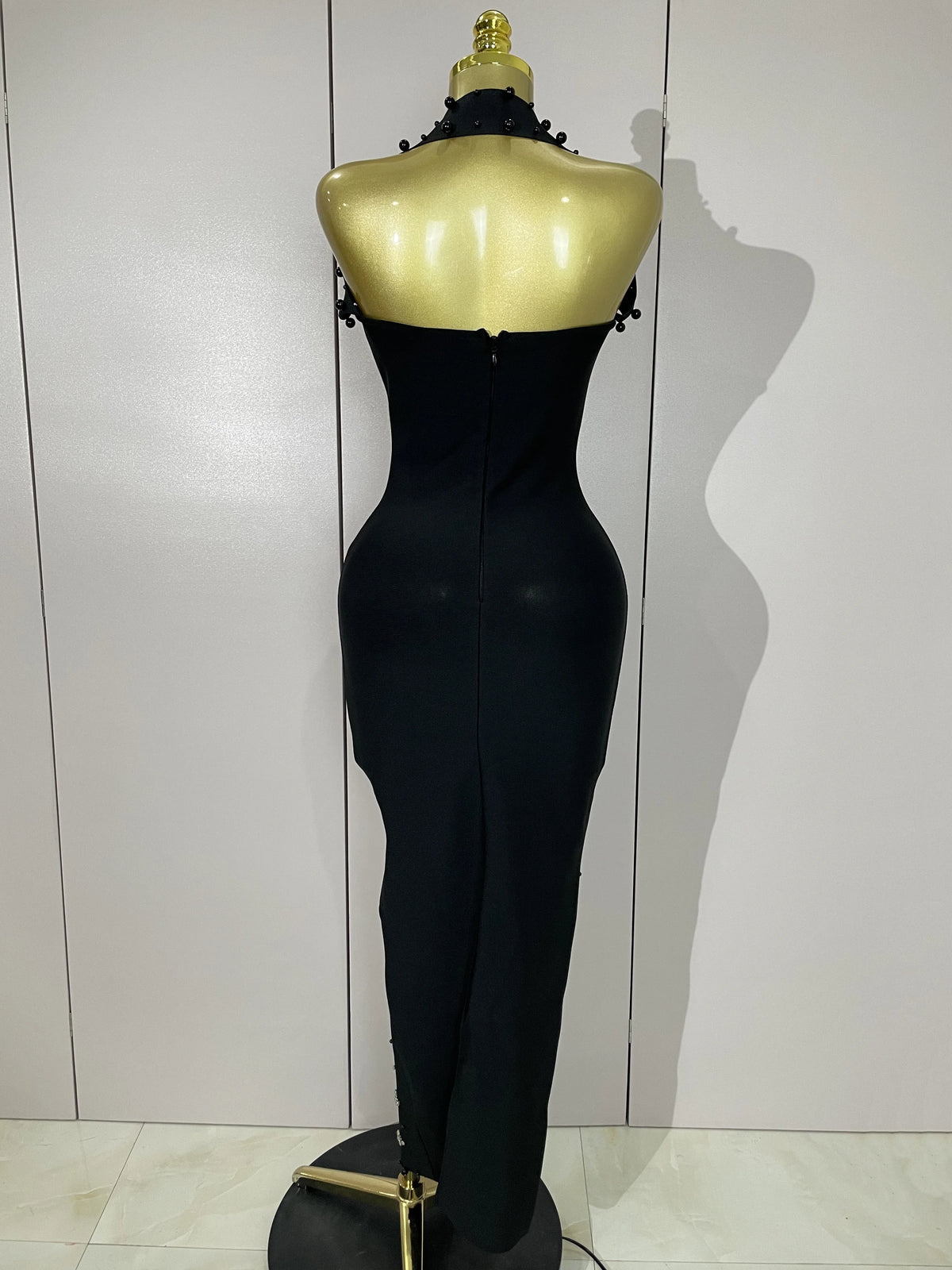 Robe midi à pansements, perles et strass