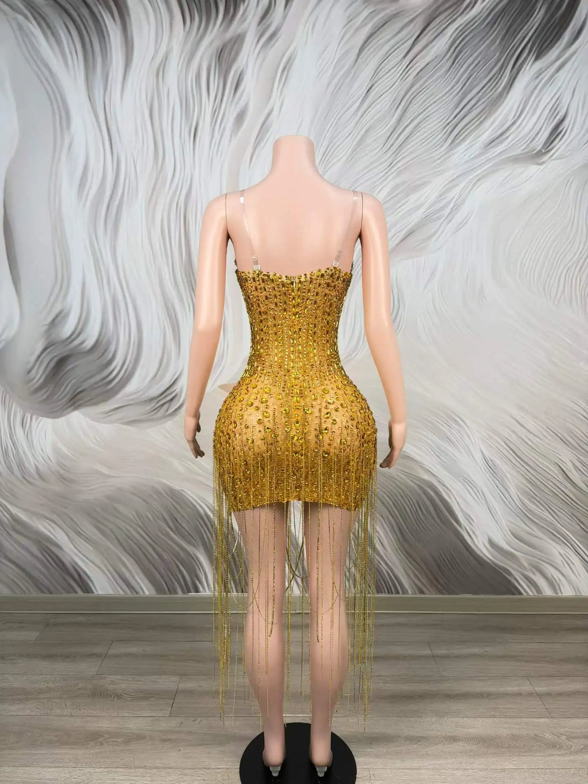 Stephy Gold Rhinestone Dress