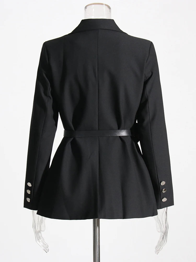 Notched Collar Belt Temperament Blazer