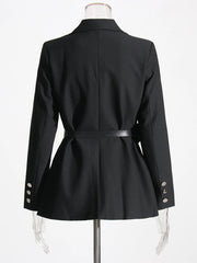 Notched Collar Belt Temperament Blazer