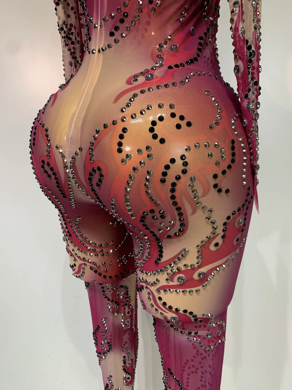 Alyza Rhinestone Mesh Jumpsuit