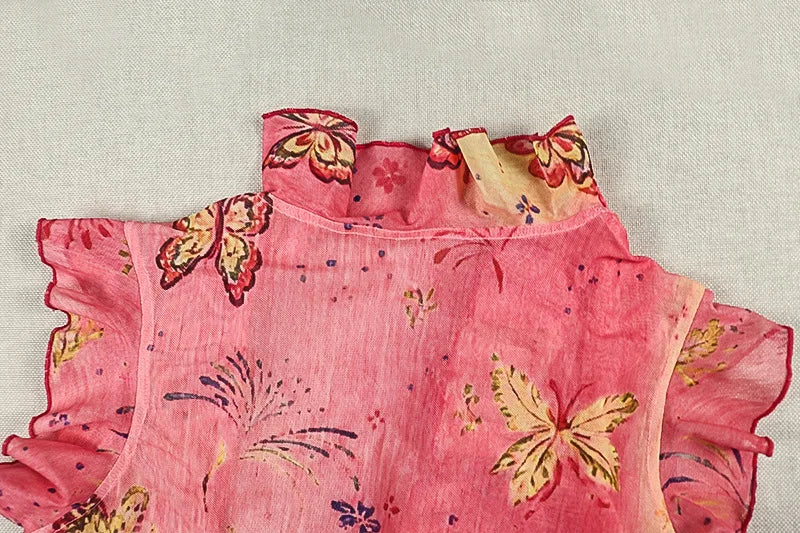 Butterfly Ruffled Crop Top