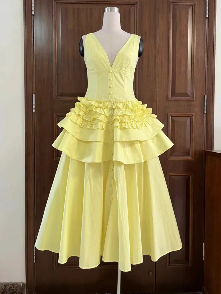 Robe midi Jenae à manches bouffantes