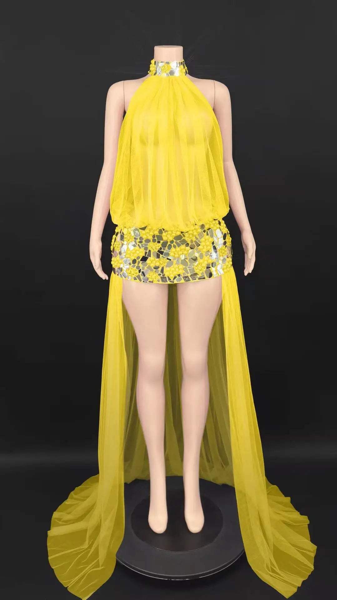 Meisha Sequin Train Dress