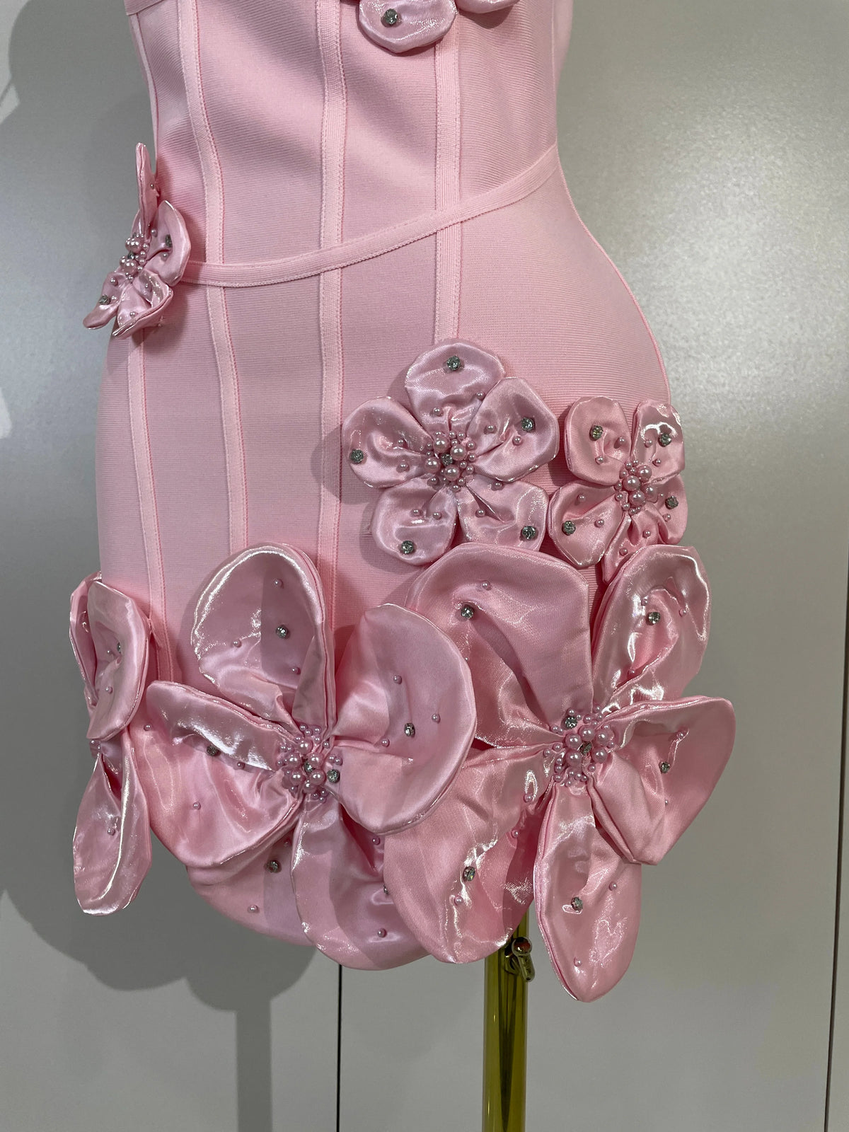 Chic 3D Beaded Flower Bandage Mini Dress