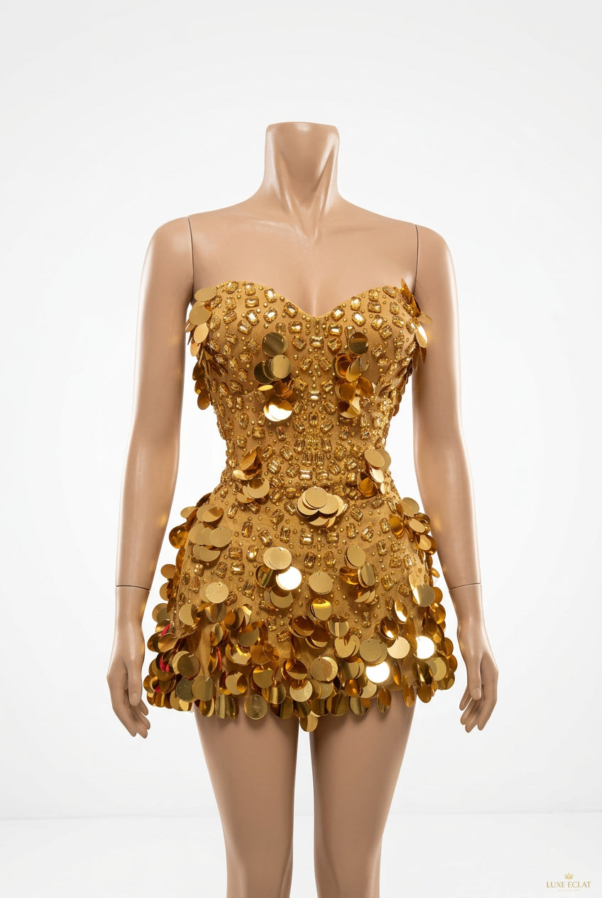 Esther Sequins Mesh Mini Dress