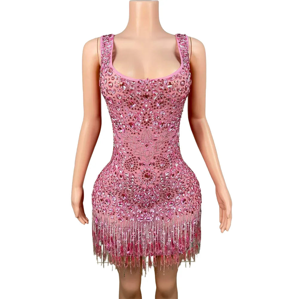 Jenna Rhinestone Tassel Mini Dress