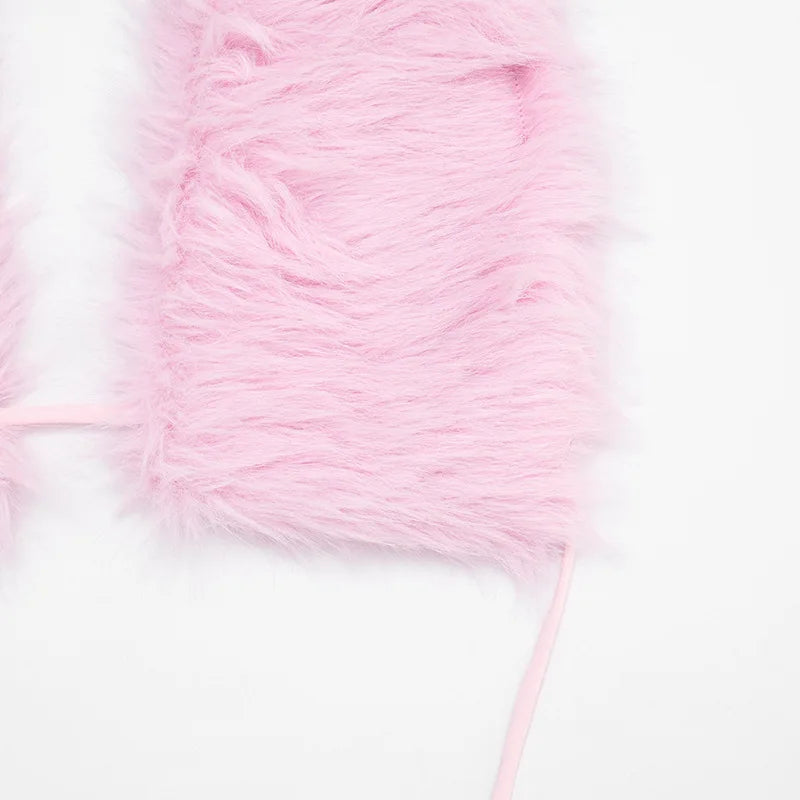 Fluffy Fur Pants Set