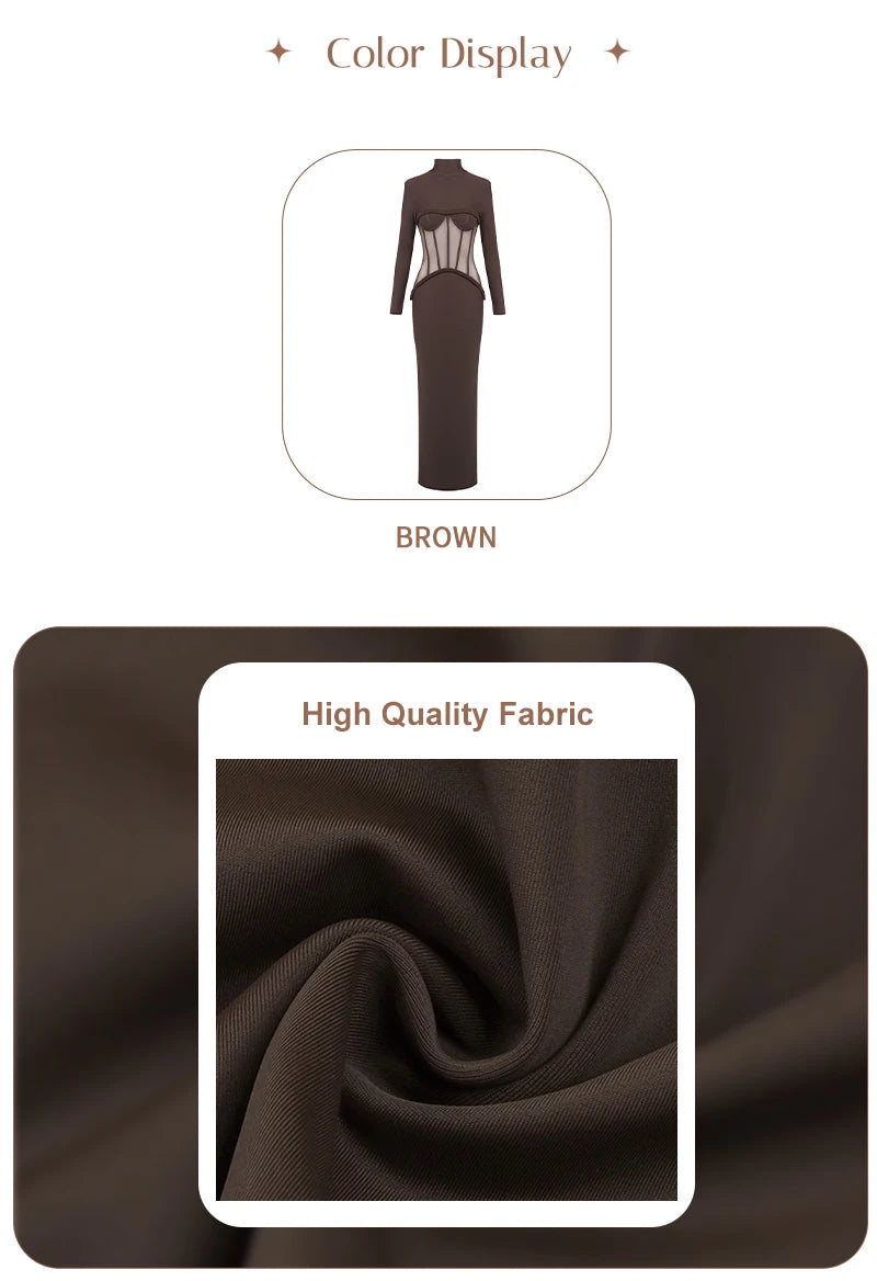 Robe longue corset en résille transparente Sophistica