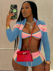 Rainbow 3Pcs Tracksuit Short Set