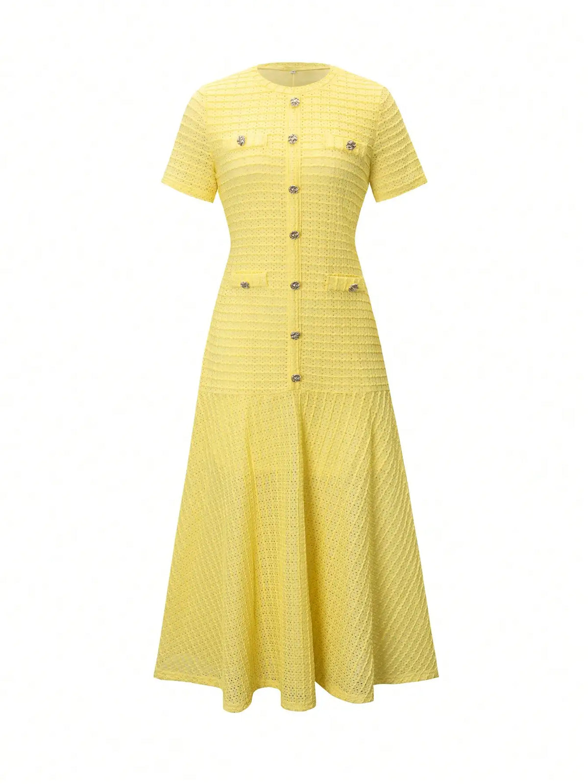 Sun-Drenched Knit Button Midi Dress