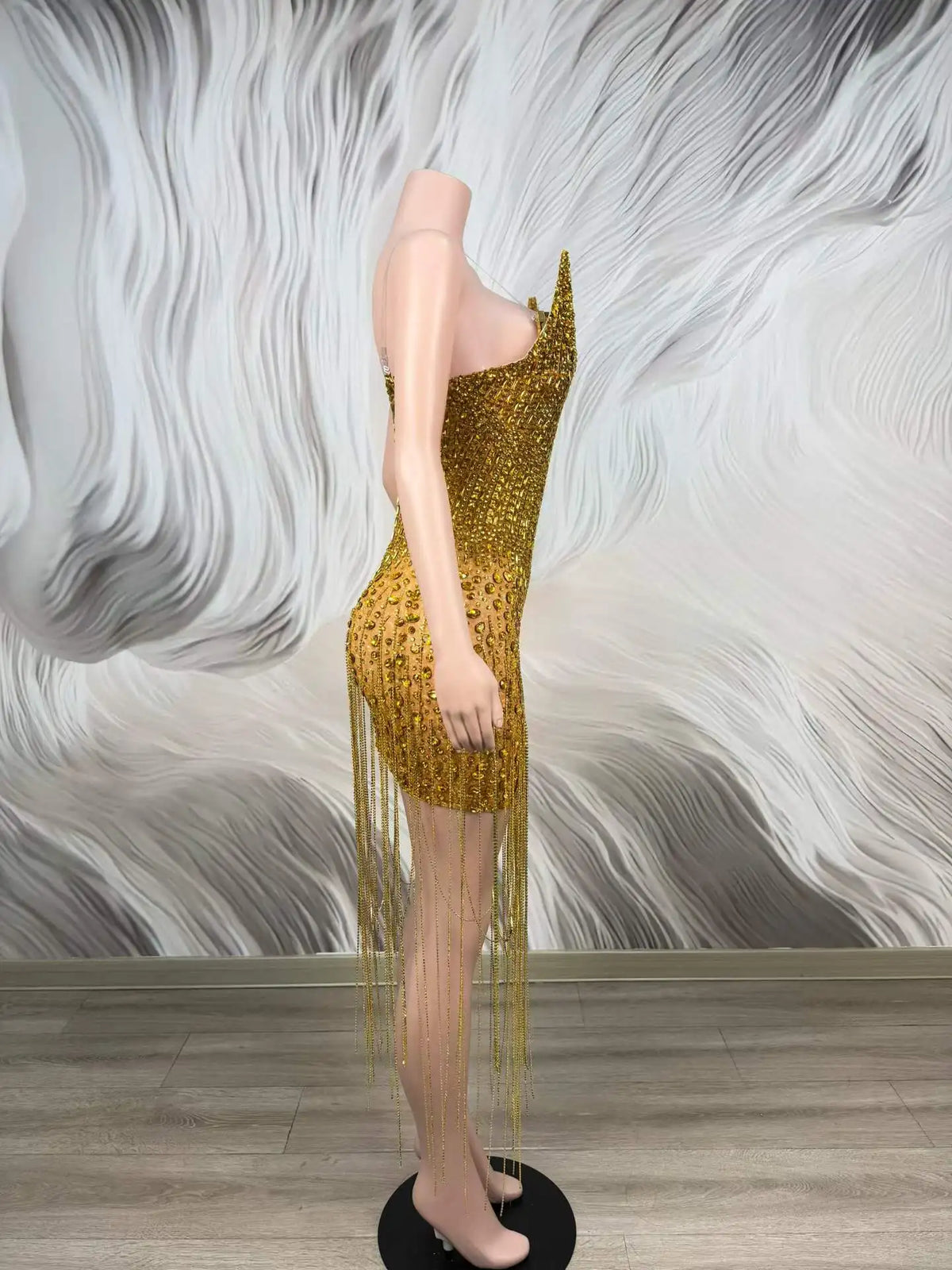 Stephy Gold Rhinestone Dress