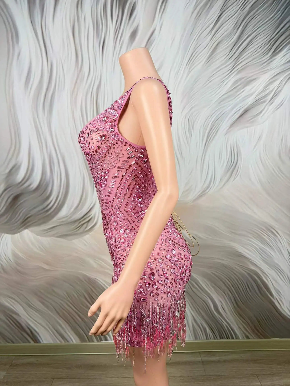 Jenna Rhinestone Tassel Mini Dress
