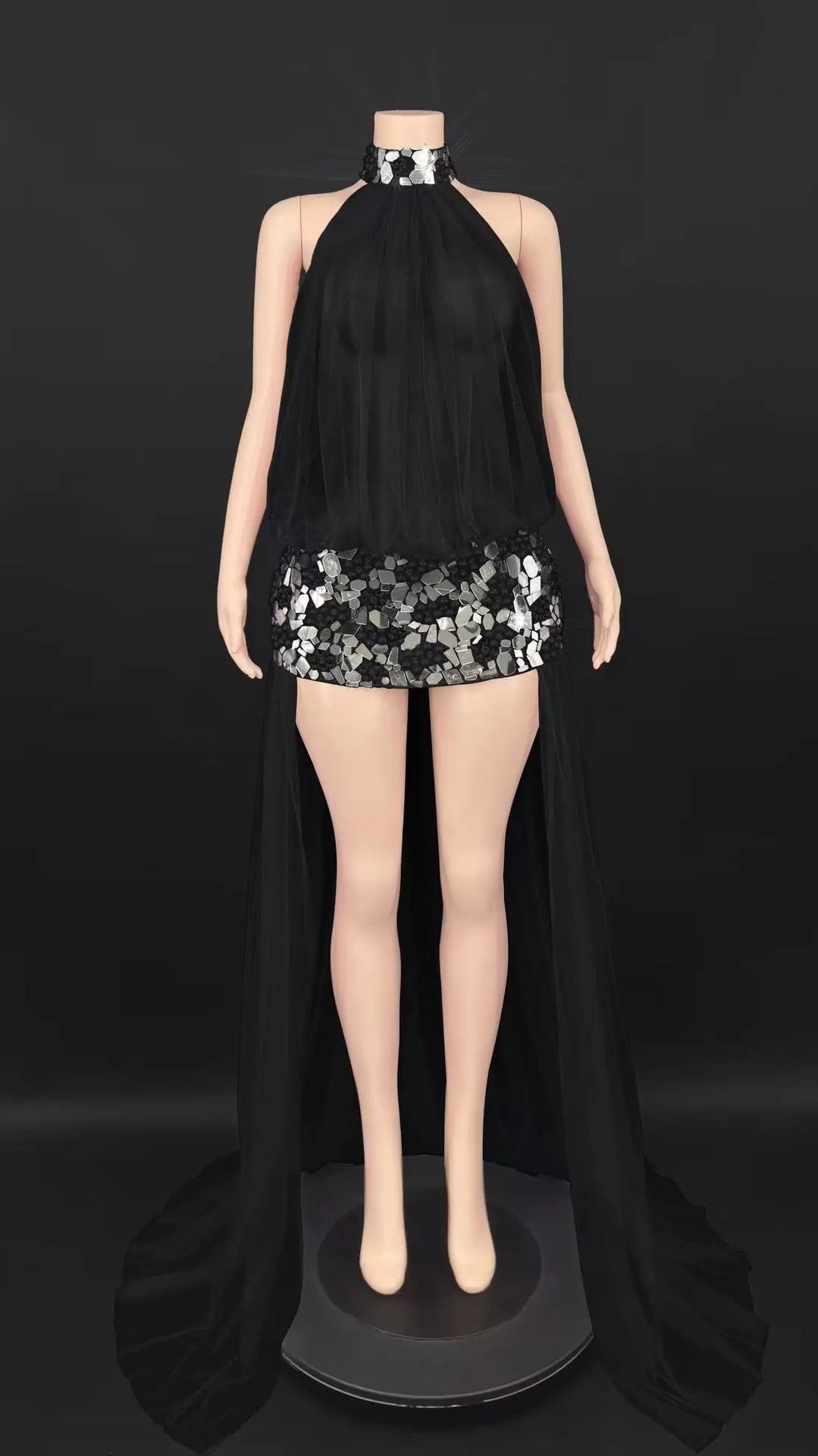 Meisha Sequin Train Dress