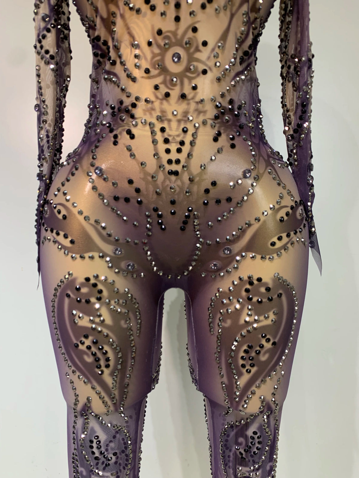 Alyza Rhinestone Mesh Jumpsuit