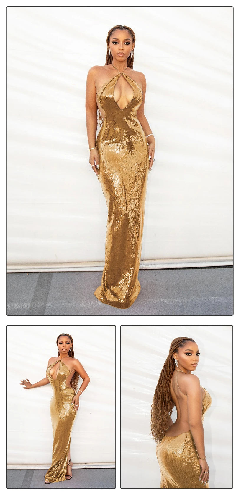 Robe sans dos à sequins Aisha
