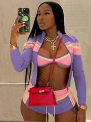 Rainbow 3Pcs Tracksuit Short Set