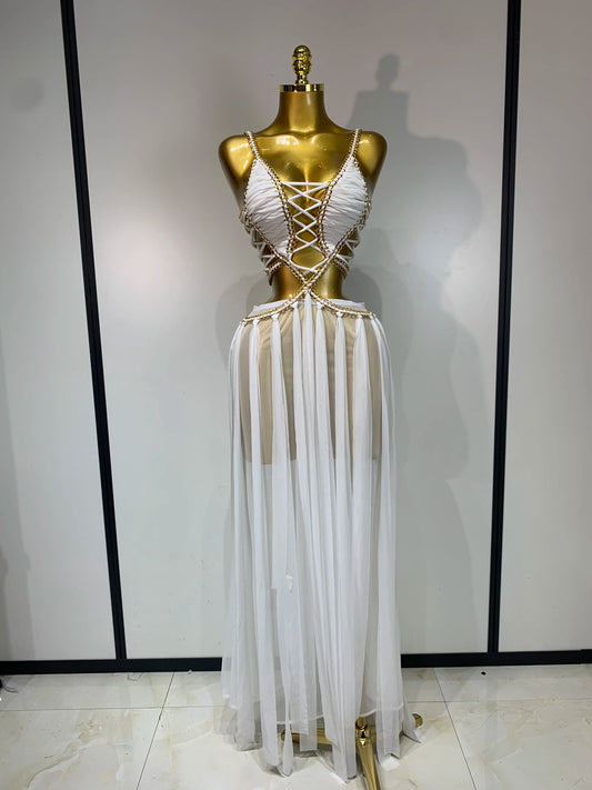 Selena Backless Mesh Maxi Dress