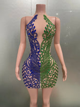 Sparkly Rhinestone Mesh Mini Dress