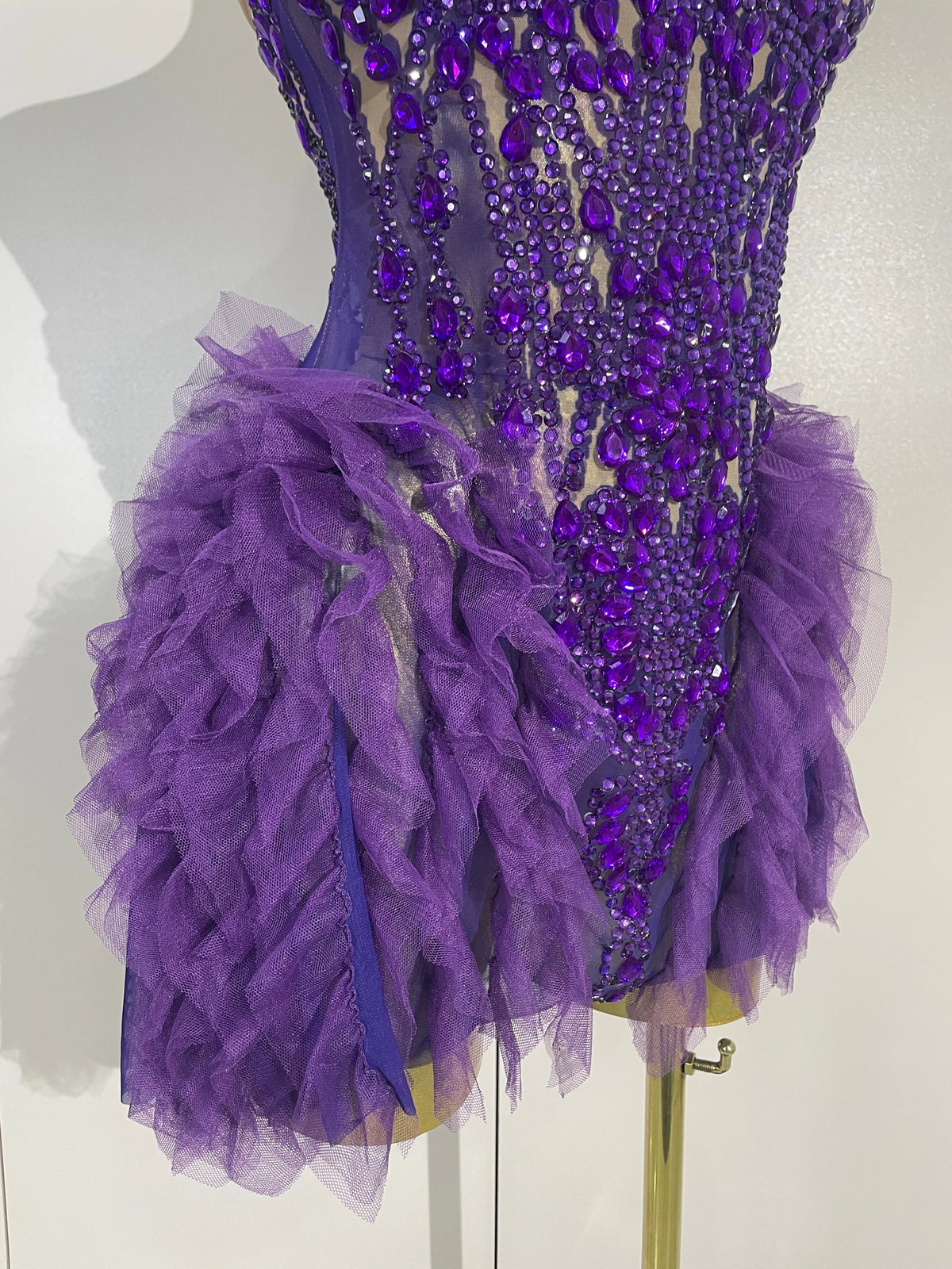 Purple Rain Mesh Ruffled Mini Dress