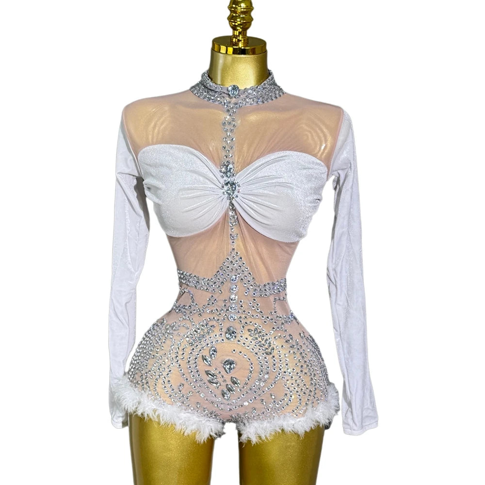 In The Spotlight Embellished Feather Romper