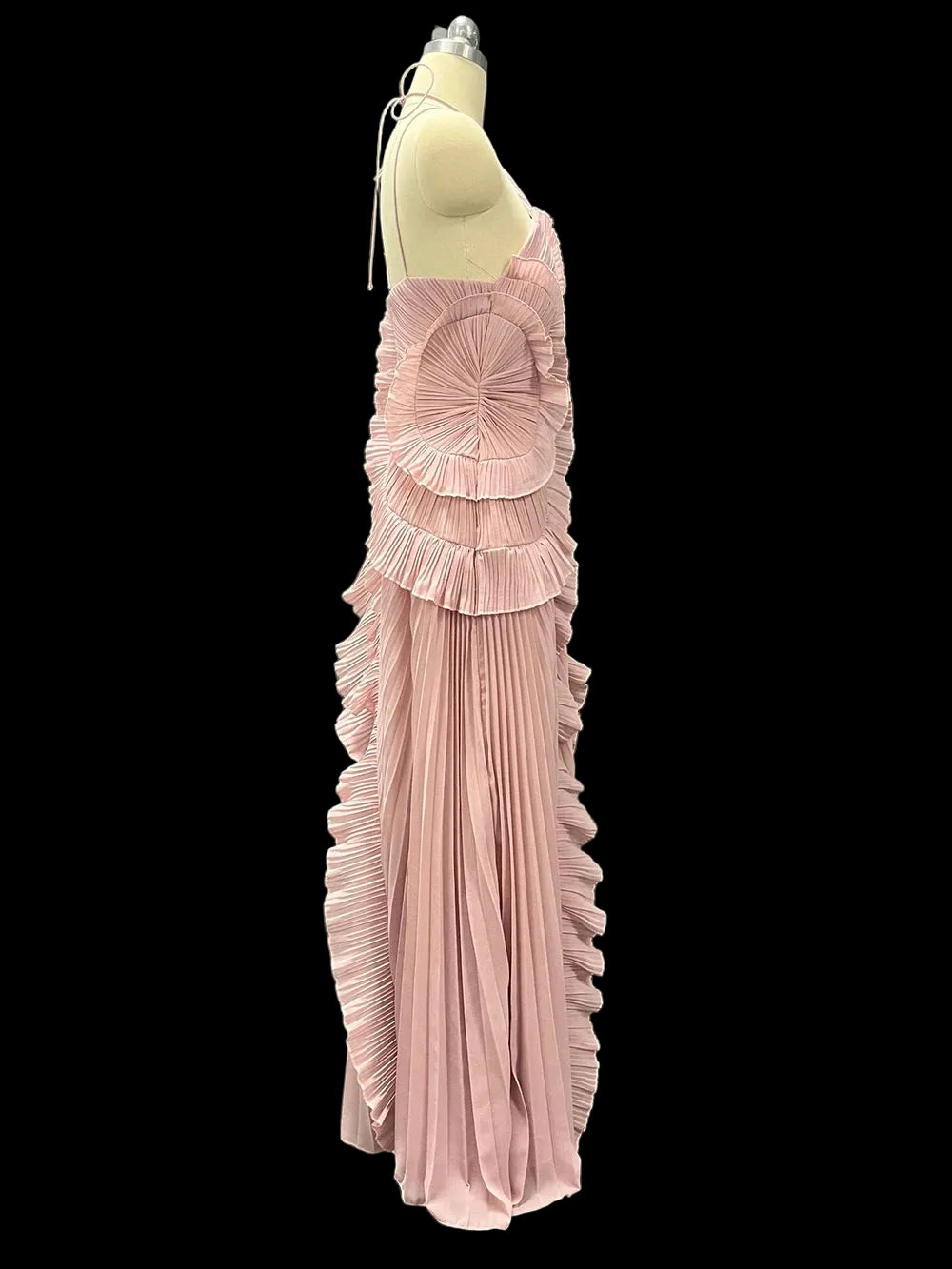 Robe longue Kelsi en mousseline à volants