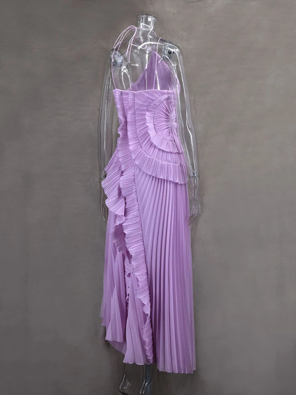 Robe longue Kelsi en mousseline à volants