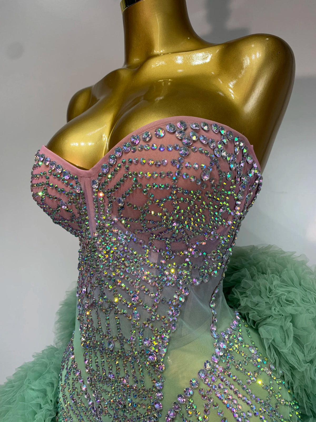 Robe en résille diamant vert menthe