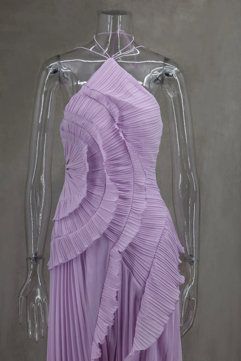 Robe longue Kelsi en mousseline à volants
