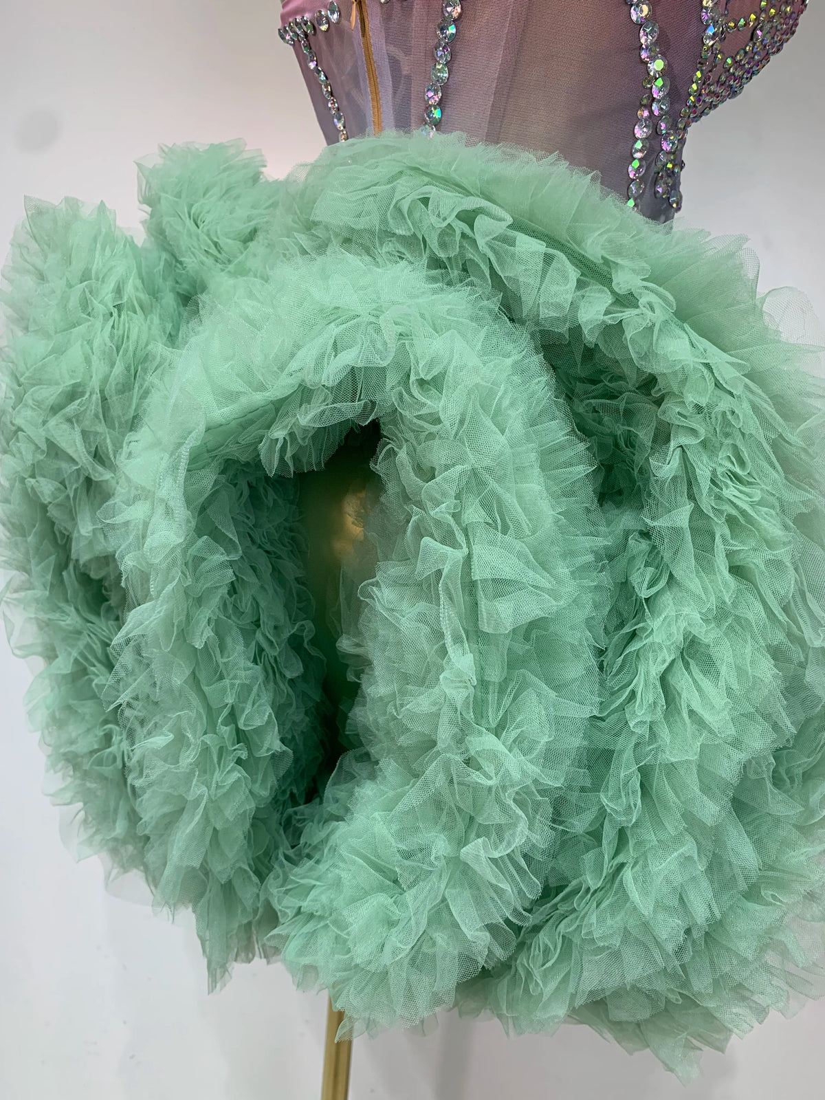 Robe en résille diamant vert menthe
