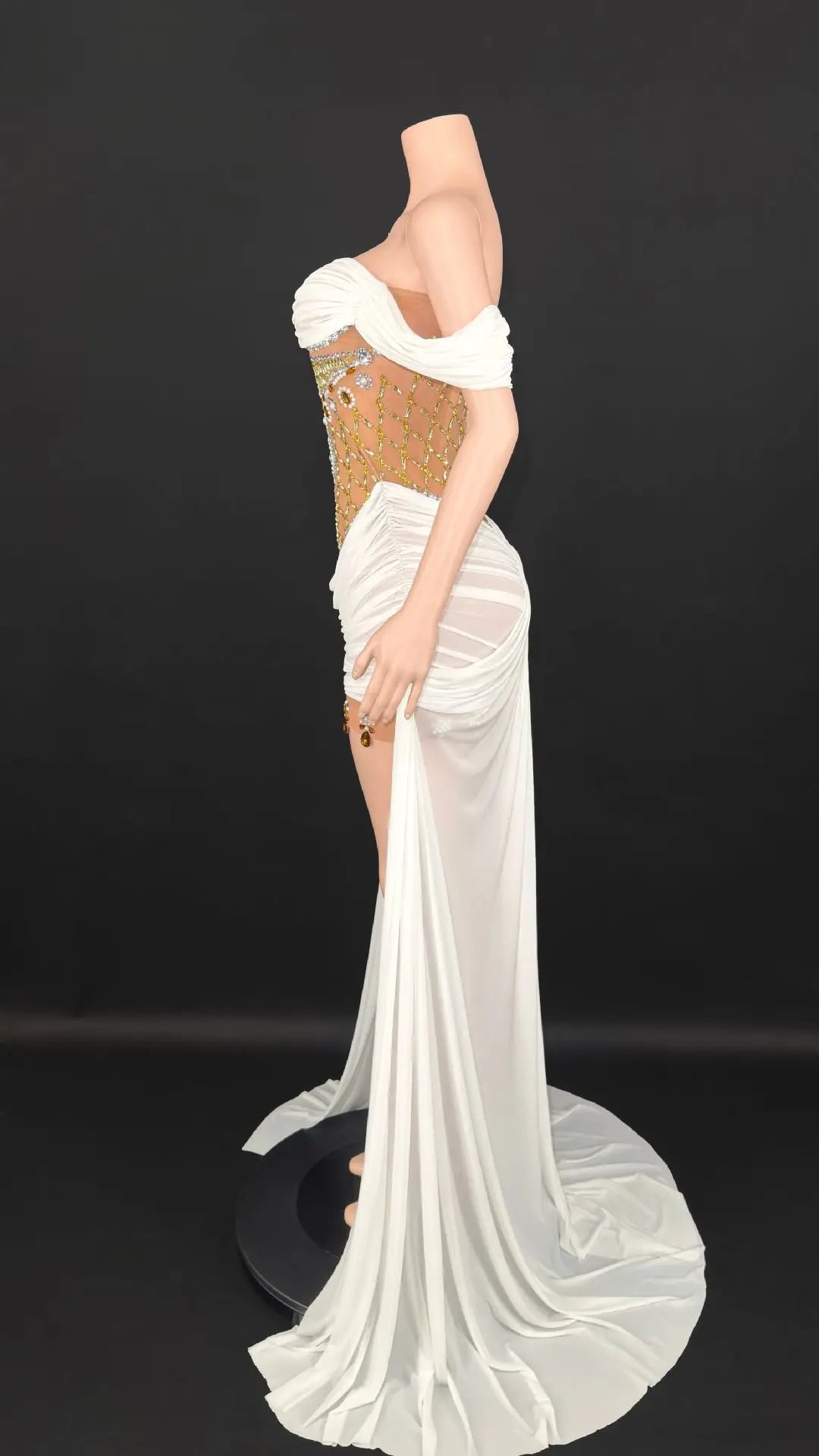 Marina Off-Shoulder Tail Dress