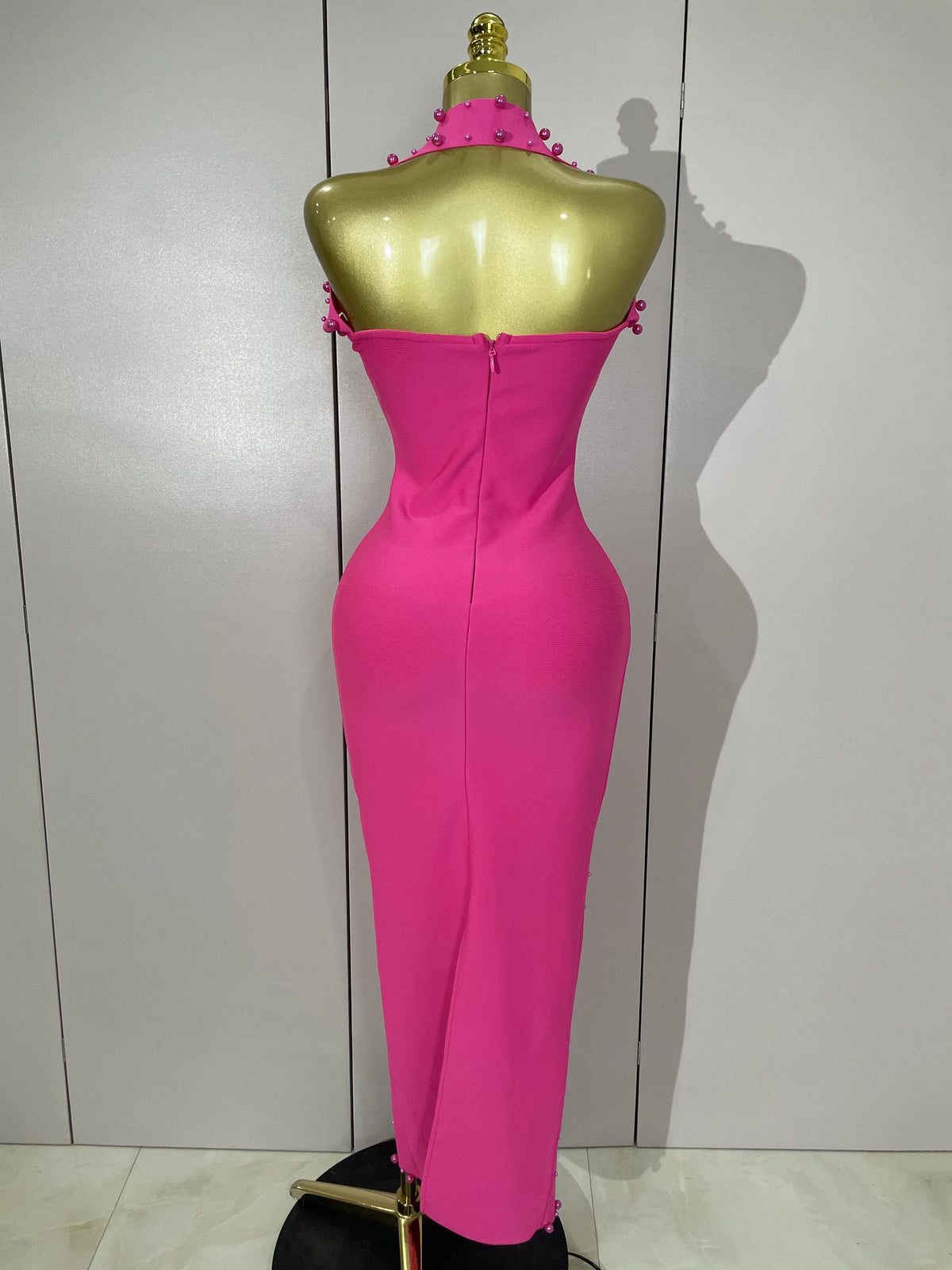 Robe midi à pansements, perles et strass