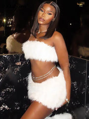 Taylor Fur Mini Skirt Set