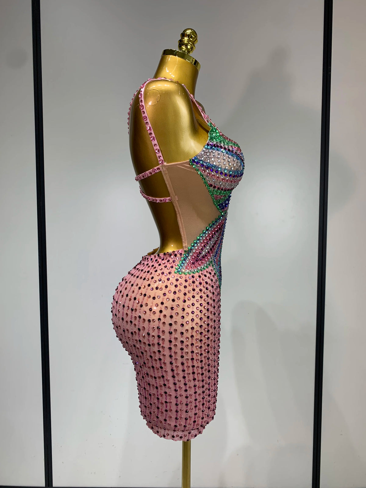 Butterfly Crystal Mesh Mini Dress