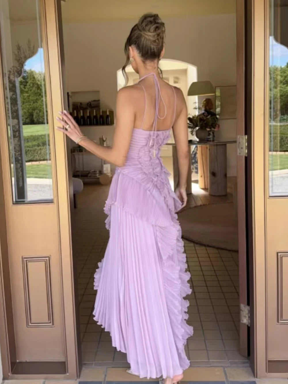 Robe longue Kelsi en mousseline à volants