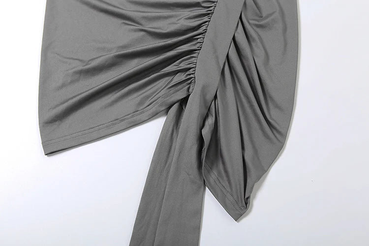 One Shoulder Ruched Skirt Set