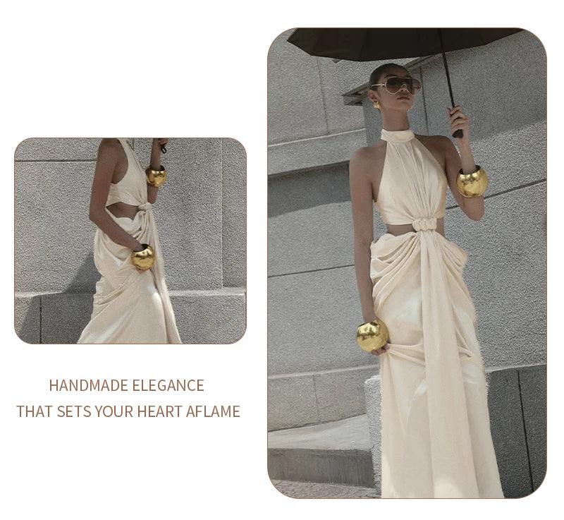 Robe longue torsadée et découpée