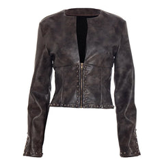 Nia Leather Crop Jacket