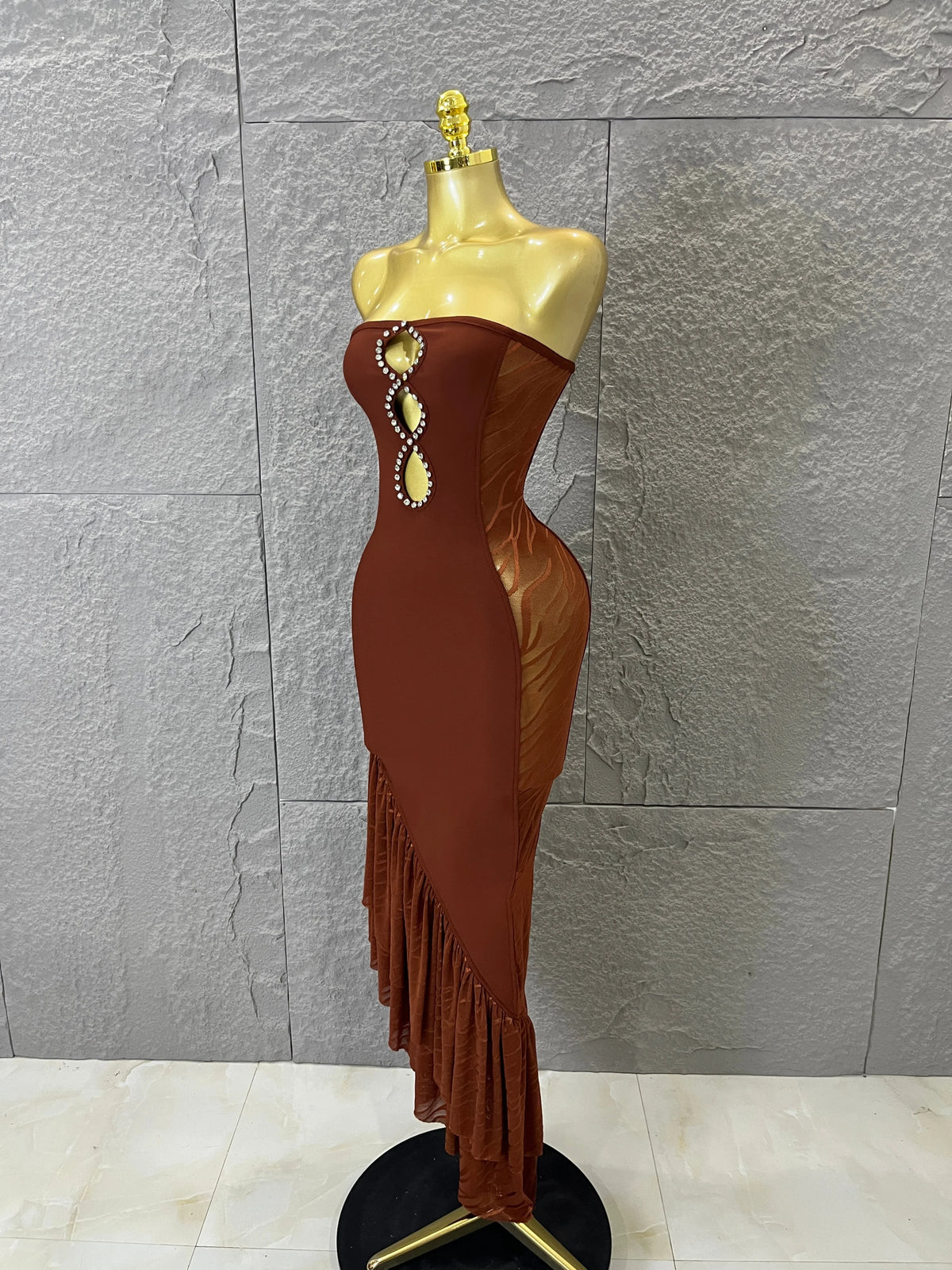 Brownie Asymmetrical Bandage Dress