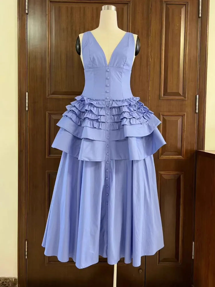 Robe midi Jenae à manches bouffantes