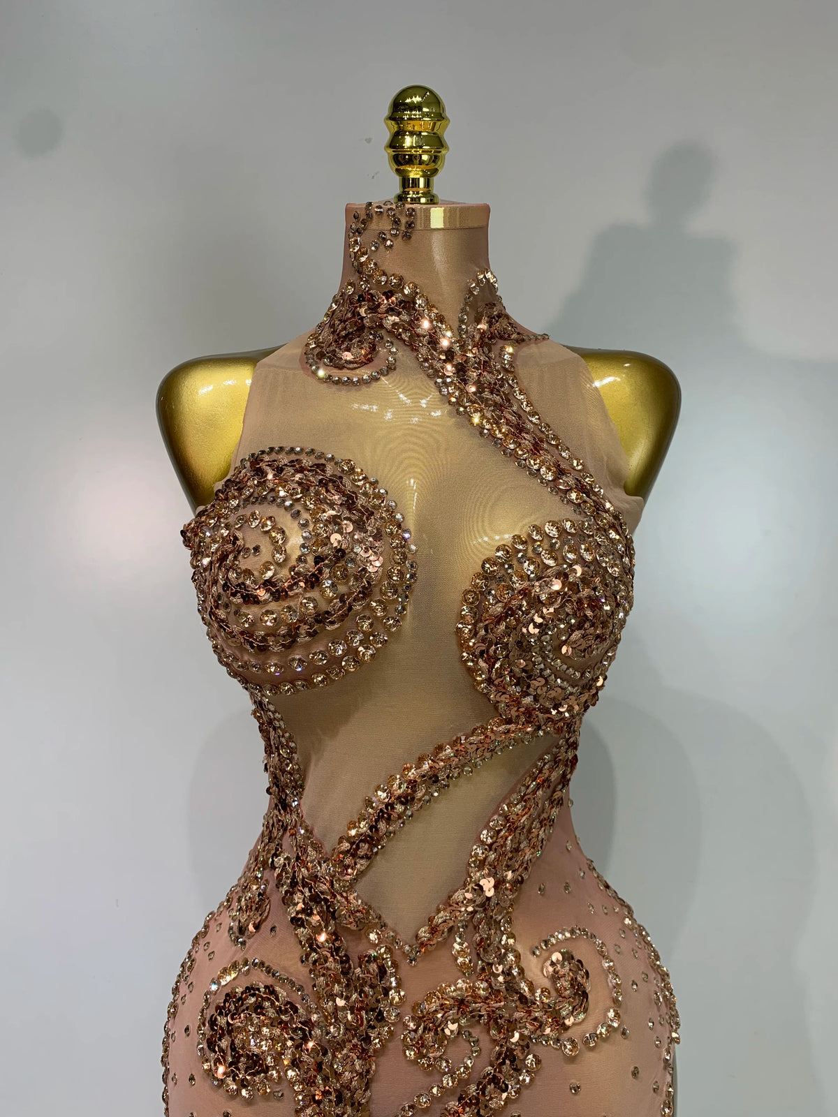 Rose Gold Diamond Asymmetric Dress